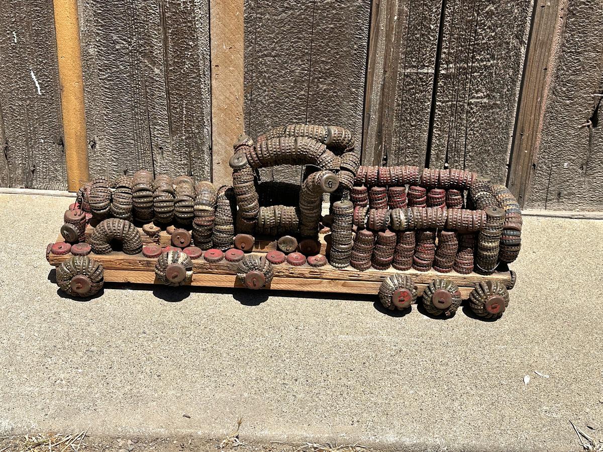 Americana Folk Art Bottle Cap Train and Tender