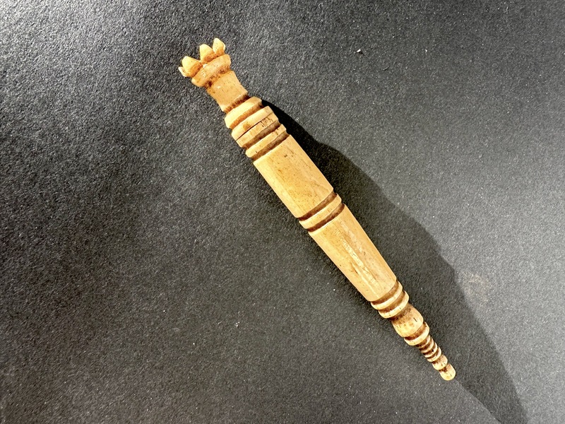 Antique Carved Bone Sailor Work Needle Case 19th C