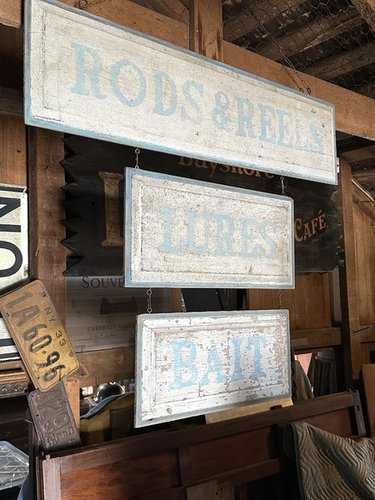 Vintage Fishing Store Sign C 1900 Calif Coast