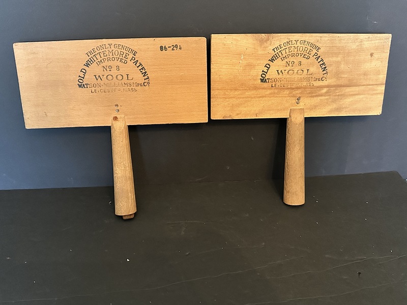 Pair of Vintage Cherrywood Wool Carders