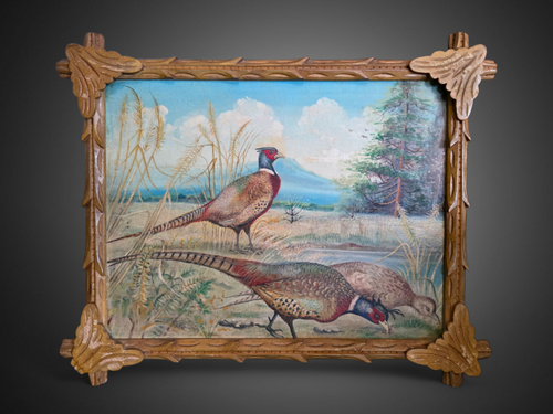 Early 20th c. Pheasants Painting