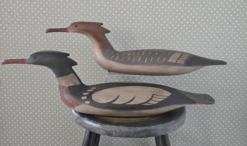 Pair of Merganser Decoys by Bob Biddle