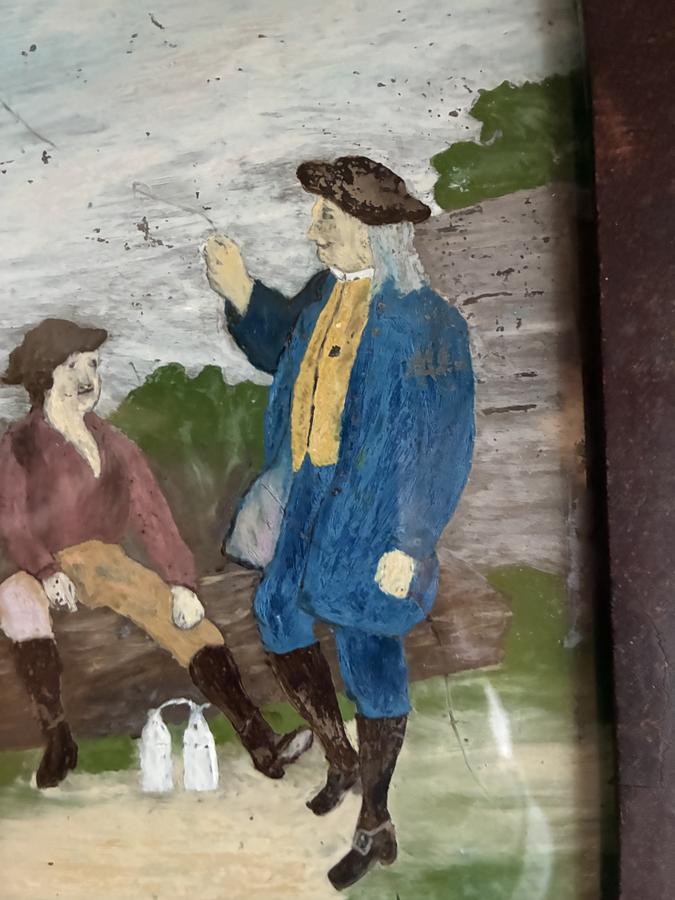 Benjaman Franklin Reverse Painting on Glass