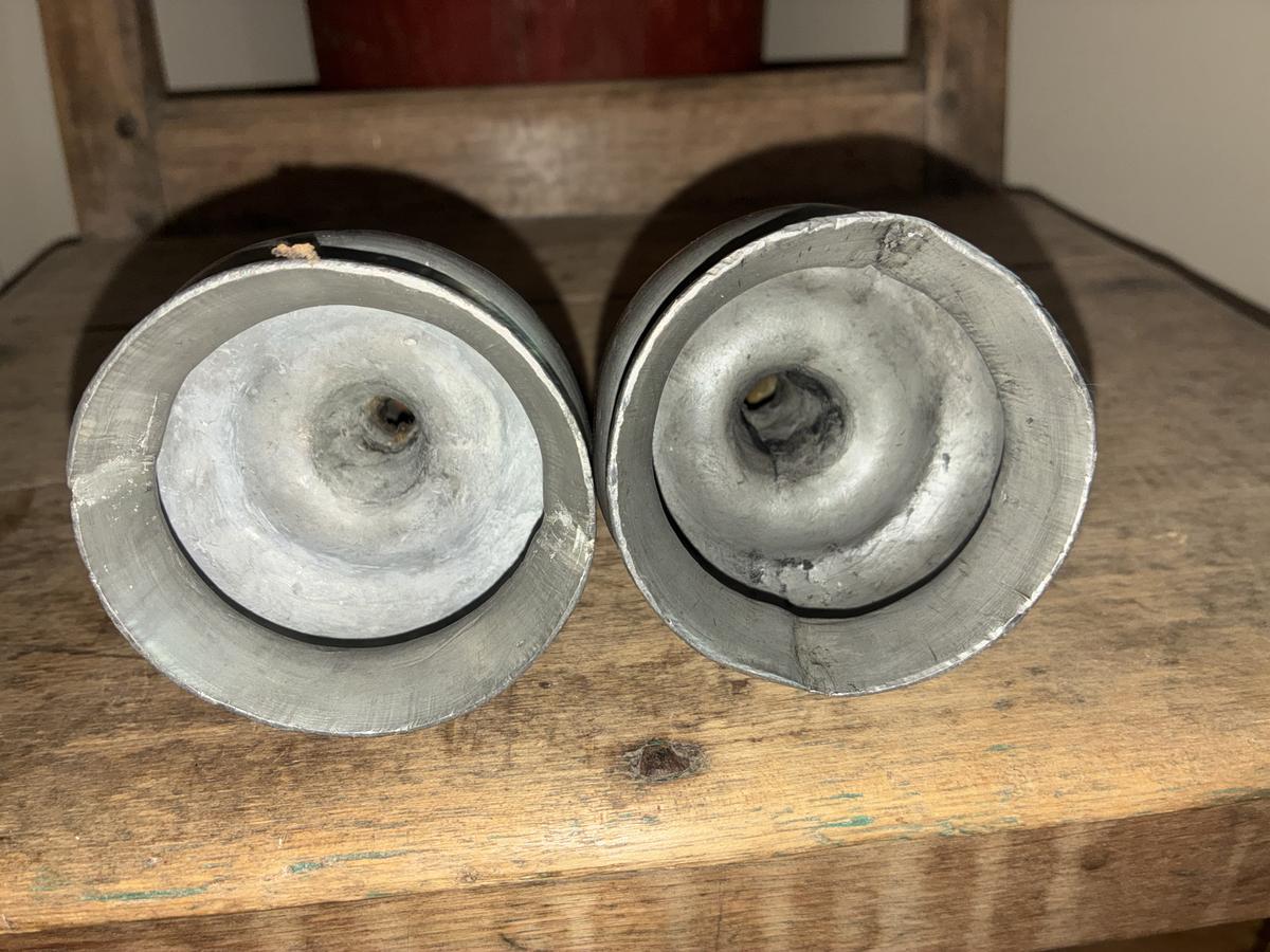 Early Pewter Capstan Candlesticks