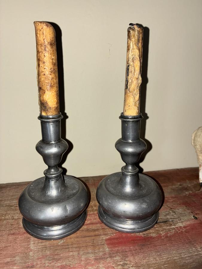Pewter Capstan Candlesticks