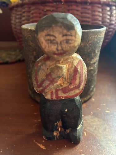Old Hand Carved Boy Figure