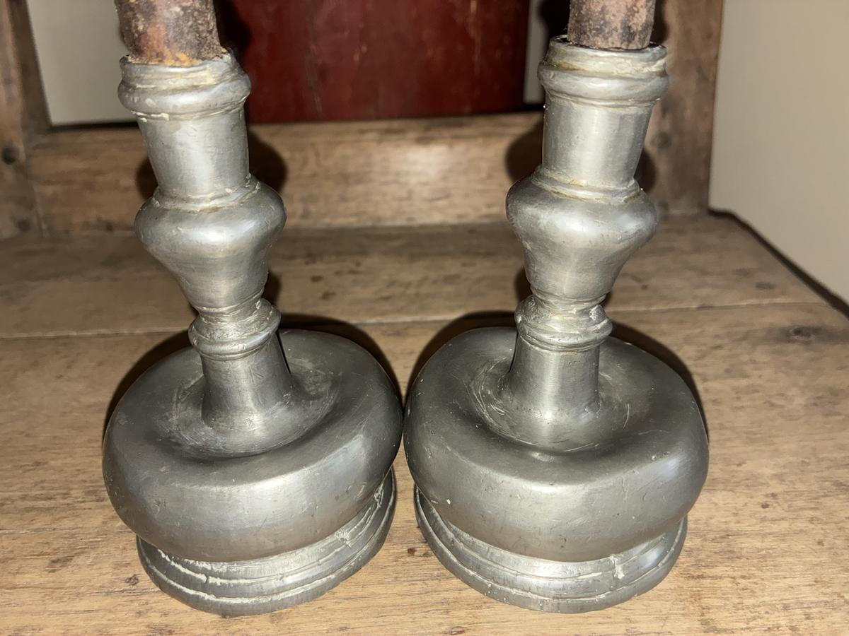 Early Pewter Capstan Candlesticks