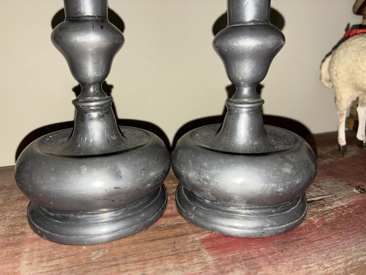 Pewter Capstan Candlesticks