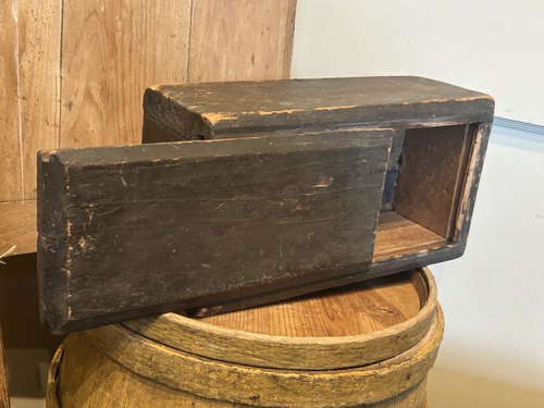 Early 19th c. slide-top pine box